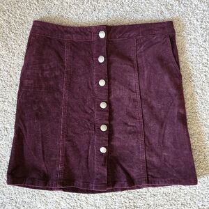 Maurices Deep Burgundy Mini Skirt with Buttons